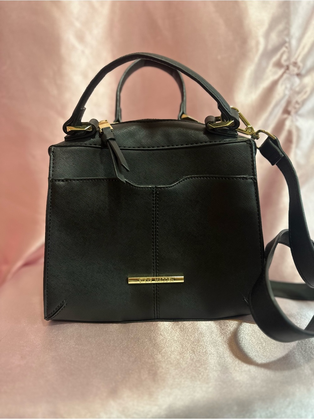 Michael Kors Black Saffiano Top-Handle Satchel with Gold Hardware